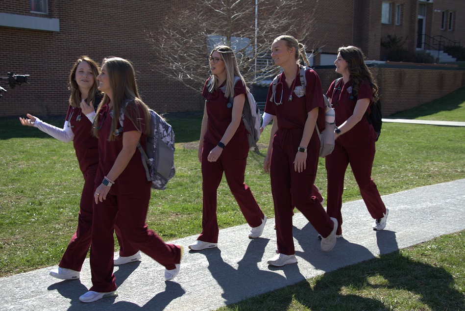 Nursing Students Walking on Campus